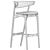 Sleek Oak Bar Stool with Grey Remix Upholstery 3D model small image 5