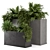 Rustic Concrete Pot with Outdoor Plants - Set 576 3D model small image 1