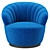 Luxurious Velvet Swivel Chair 3D model small image 2
