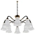 Sleek Black Chandelier with 8 White Glass Shades 3D model small image 3