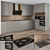 Stylish Wooden Gray Kitchen Cabinets 3D model small image 1