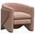 Thea Chair: Velvet Pink Elegance 3D model small image 1