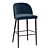 Deluxe Anthracite Velvet Bar Stools 3D model small image 3