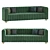 Vintage Velvet Green Sofa 3D model small image 1
