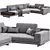 Minimalist Ivory Upholstered Left Arm Sofa 3D model small image 2