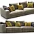 Cozy 3-Seater Fabric Sofa 3D model small image 2