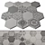 Hexagon Gray & White Tile 3D model small image 3