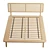 Rattan Headboard Platform Bed 3D model small image 3