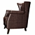 Vintage Style Brown Armchair - Coak Wood & Faux Leather 3D model small image 2