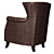 Vintage Style Brown Armchair - Coak Wood & Faux Leather 3D model small image 3