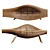 Sculpted Wood Seating Design 3D model small image 1