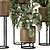 Rattan Pot Indoor Plants Set 3D model small image 3