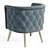 Champagne Velvet Accent Chair 3D model small image 3