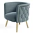 Champagne Velvet Accent Chair 3D model small image 4
