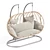 Double Hanging Chair Set - Grey & Cream 3D model small image 1