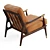  Midcentury Leather Accent Chair 3D model small image 2