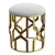 Geometric Brass Stool Upholstered White 3D model small image 1