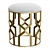 Geometric Brass Stool Upholstered White 3D model small image 2