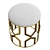 Geometric Brass Stool Upholstered White 3D model small image 3