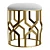 Geometric Brass Stool Upholstered White 3D model small image 4