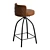 Quilted Tan Leather Swivel Stool 3D model small image 3