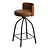 Quilted Tan Leather Swivel Stool 3D model small image 5