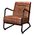 Vintage Iron Leather Armchair Brown 3D model small image 1