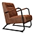 Vintage Iron Leather Armchair Brown 3D model small image 2