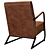Vintage Iron Leather Armchair Brown 3D model small image 3