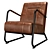 Vintage Iron Leather Armchair Brown 3D model small image 5