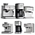 Espresso Machine Trio Set 3D model small image 1