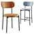 Barbara Velvet Bar Chair Black Legs 3D model small image 1