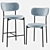 Barbara Velvet Bar Chair Black Legs 3D model small image 2