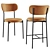 Barbara Velvet Bar Chair Black Legs 3D model small image 3
