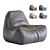 Quilted Leather Bean Bag Chair 3D model small image 1