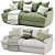 Modern White/Green 4-Seater Sofa 3D model small image 1