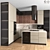 Modern Corner Kitchen Set with Appliances 3D model small image 1