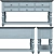 Rustic Blue Farmhouse Console 3D model small image 2