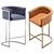 Modern Leather Bar Stool 3 Colors 3D model small image 4