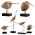 Modern Teak Bird Sculpture Set 3D model small image 1