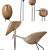 Modern Teak Bird Sculpture Set 3D model small image 6