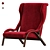 Italian Cavour Armchair Petrol Fabric 3D model small image 5