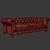 Luxurious 2-Seater Leather Sofa 3D model small image 3