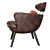 Luxury Leather Armchair in Cigar Vintage 3D model small image 2