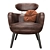 Luxury Leather Armchair in Cigar Vintage 3D model small image 3