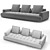 Contemporary Zanotta SHIKI Sofa 3D model small image 3