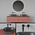 Bathroom Fixture Ensemble with Sink, Faucets & Mirror 3D model small image 6