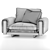 Sleek Upholstered Loveseat 3D model small image 5