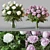 White Pink Rose Bouquet Set 3D model small image 1