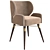 Elegant Cotton Louis Dining Chair 3D model small image 2